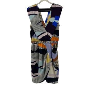 Donna Morgan Dress Geometric‎ Sleeveless Plunging V-Neck Casual Mixed Media 6
